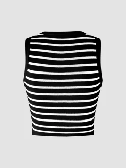 Classy Stripe Crop Tank Top