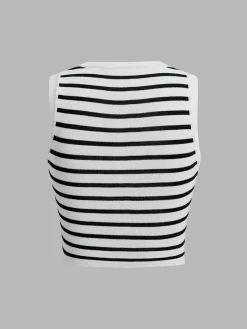 Classy Stripe Crop Tank Top