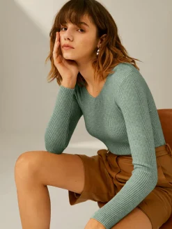 Clouds Ribbed Pullover Sweater