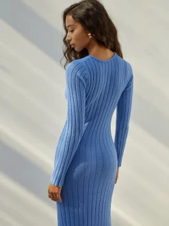 Coastal Allure Knotted Long Sweater Dress