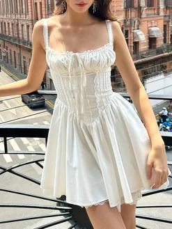 Coastal Cowgirl Lace Trim Corset Short Dress