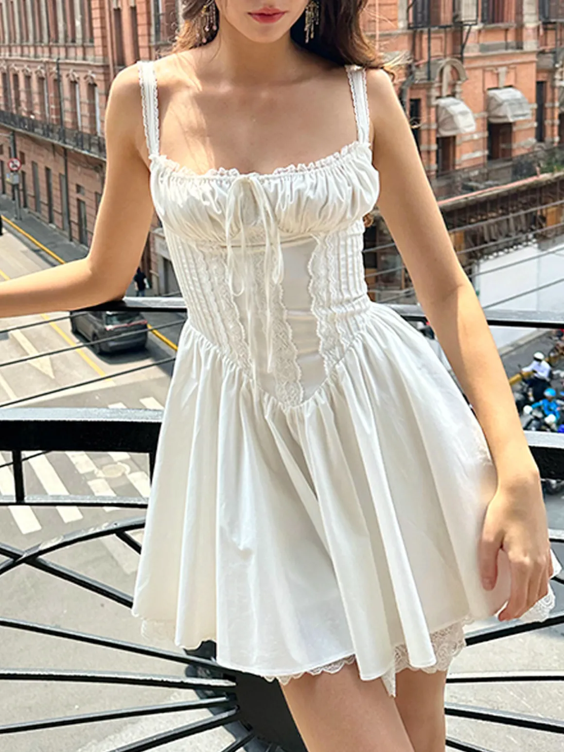 Coastal Cowgirl Lace Trim Corset Short Dress