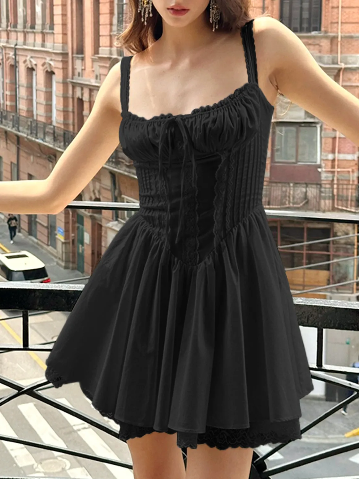 Coastal Cowgirl Lace Trim Corset Short Dress