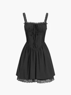 Coastal Cowgirl Lace Trim Corset Short Dress