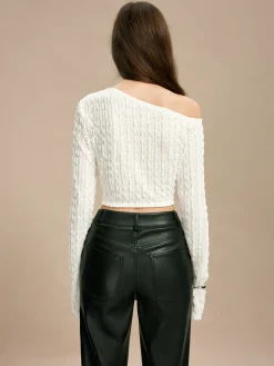 Cold Shoulder Cutout Plisse Blouse