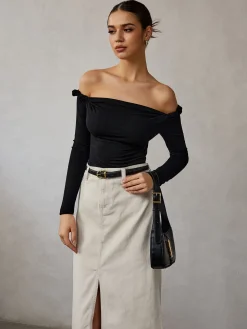 Cold Shoulder Plain T-Shirt