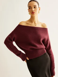 Cold-Shoulder Cinched Sweater