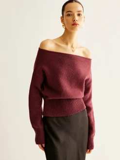 Cold-Shoulder Cinched Sweater
