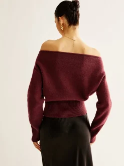 Cold-Shoulder Cinched Sweater