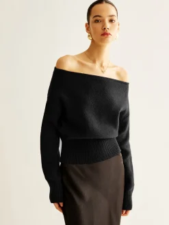 Cold-Shoulder Cinched Sweater