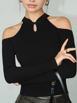 Cold-Shoulder Knot Jersey Top