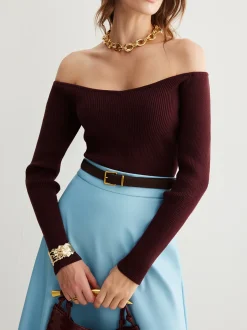 Cold-Shoulder Skinny Sweater