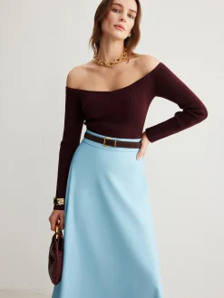 Cold-Shoulder Skinny Sweater