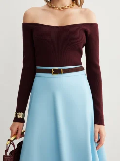 Cold-Shoulder Skinny Sweater