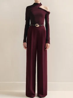 Cold-Shoulder Twist Slim T-Shirt