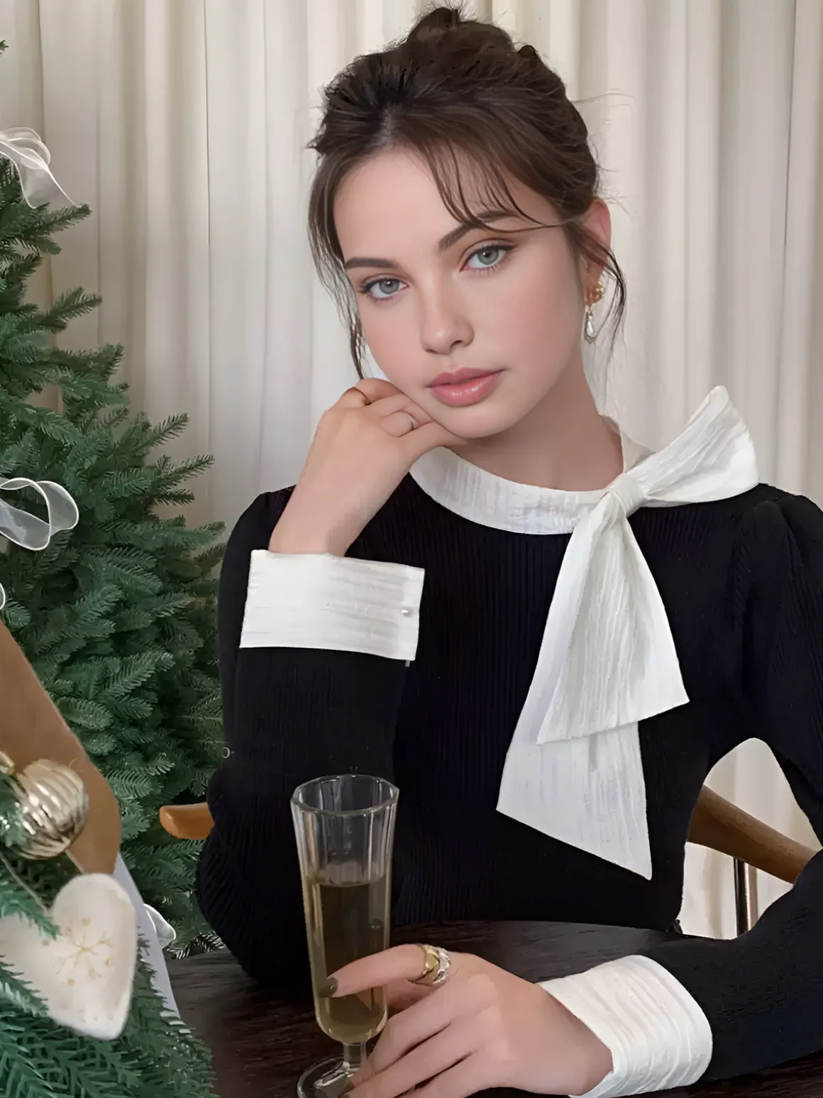 Color Block Bow Blouse