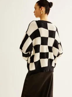 Color Block Checkerboard Sweater
