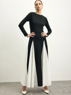Color Block Chiffon Flowy Dress