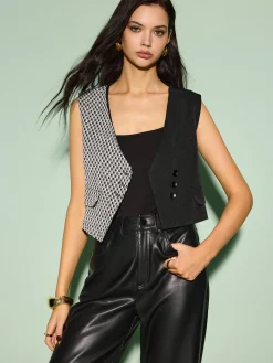 Color Block Criss Cross Button Vest