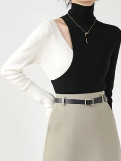 Color Block Cutout Knit Top