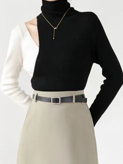 Color Block Cutout Knit Top