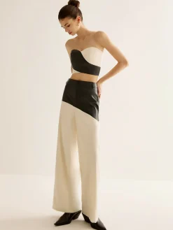 Color Block Faux Leather Pants