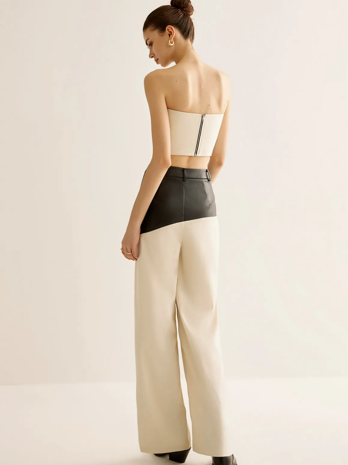 Color Block Faux Leather Pants