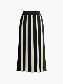Color Block Knit Midi Skirt