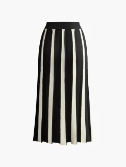 Color Block Knit Midi Skirt