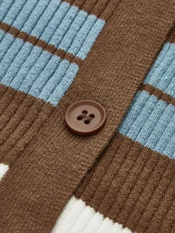 Color Block Lapel Slim Cardigan