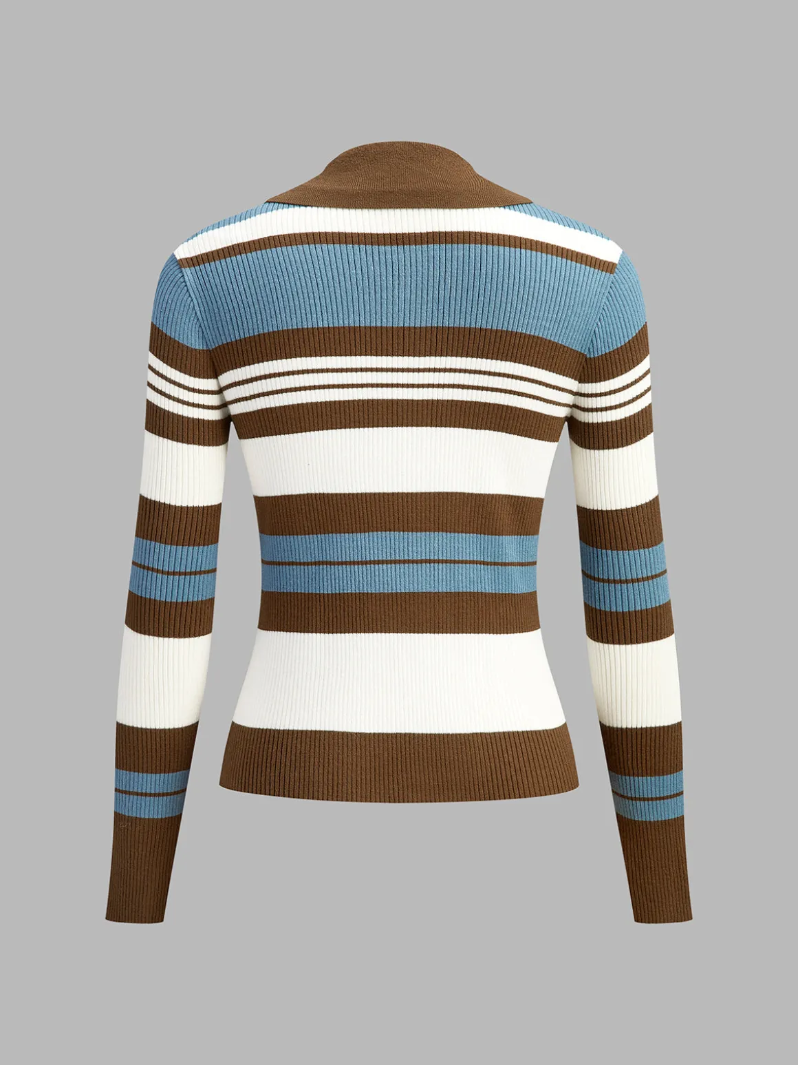 Color Block Lapel Slim Cardigan