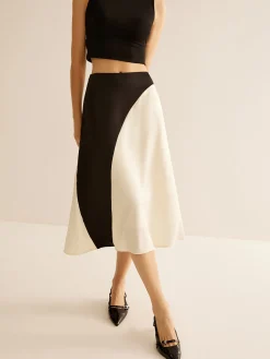 Color Block Midi Skirt