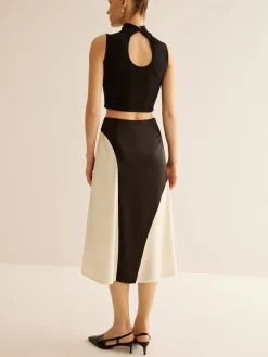 Color Block Midi Skirt