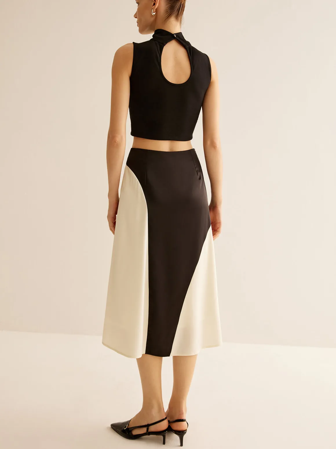 Color Block Midi Skirt