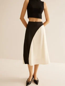 Color Block Midi Skirt