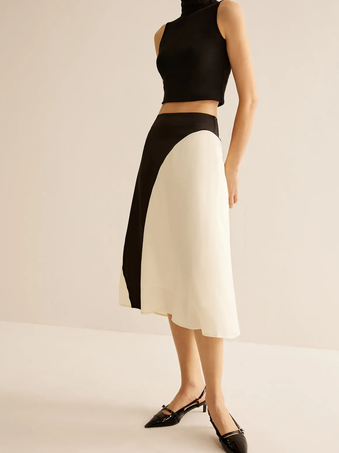 Color Block Midi Skirt