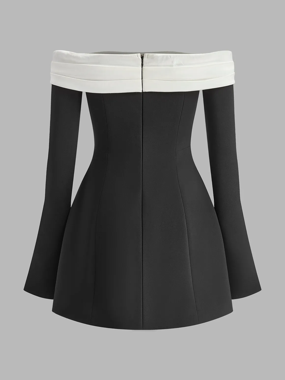 Color Block Off-Shoulder Bell Sleeve Dress