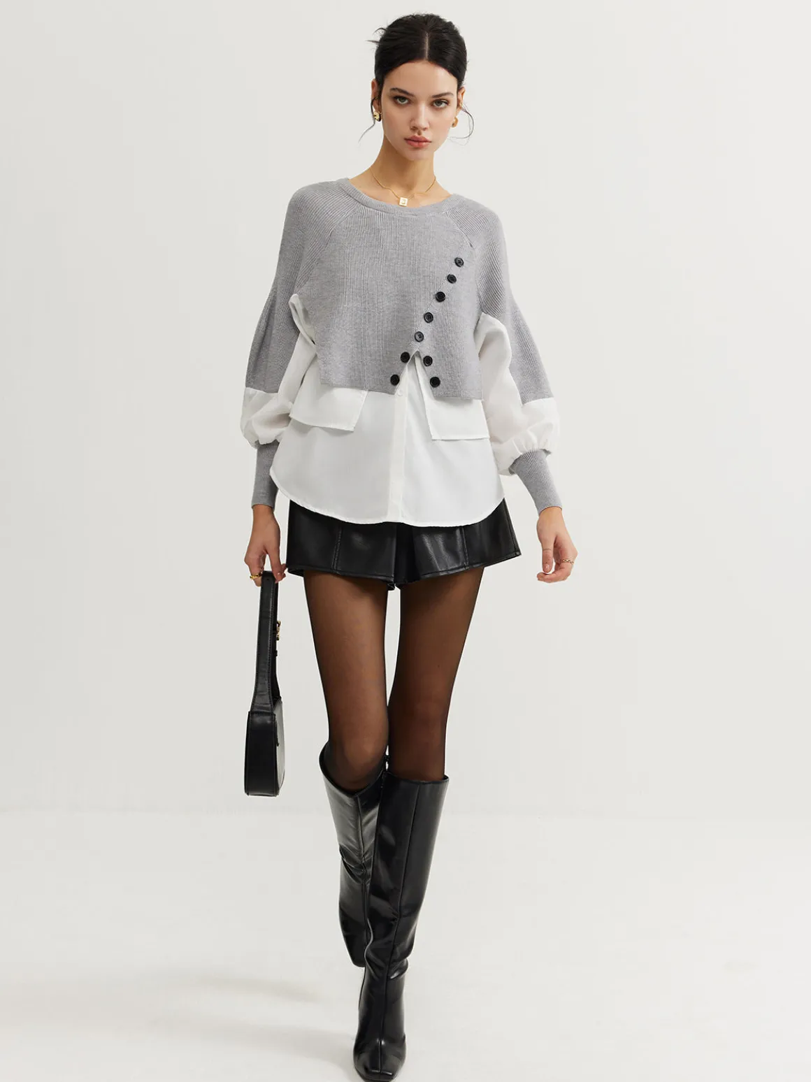 Color Block Panel Knit Top