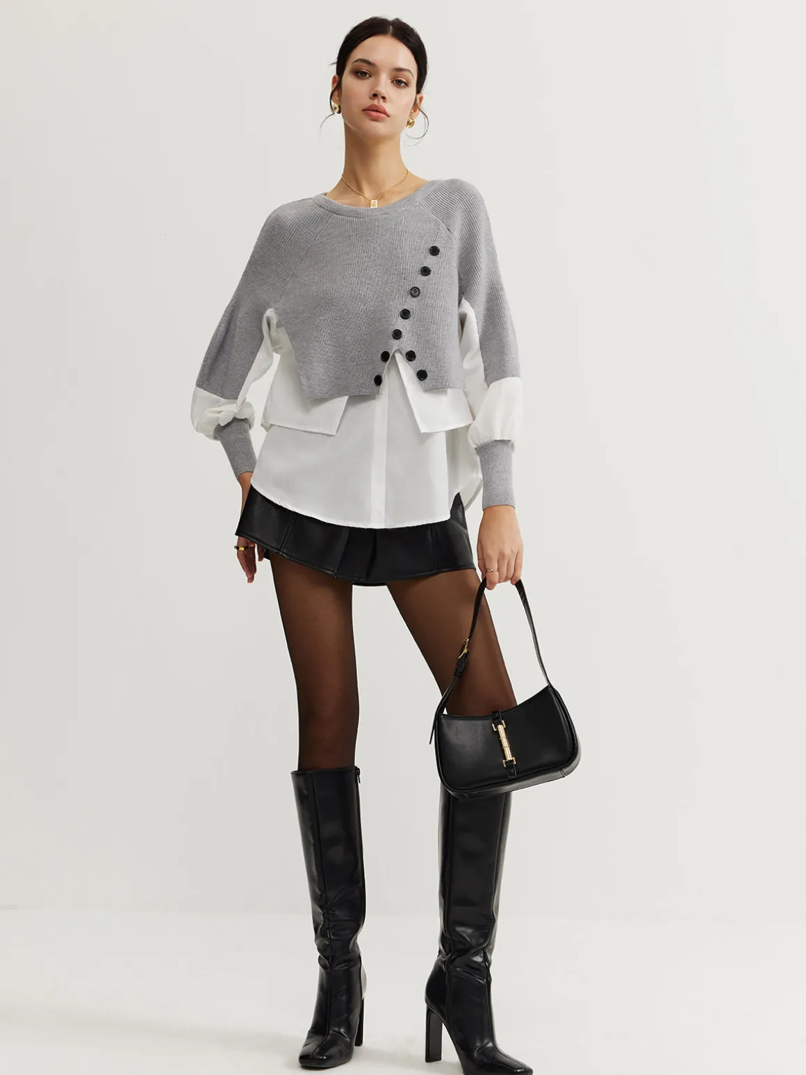 Color Block Panel Knit Top