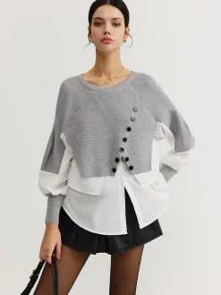 Color Block Panel Knit Top