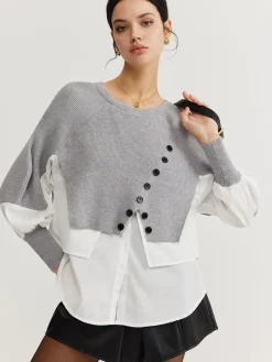 Color Block Panel Knit Top