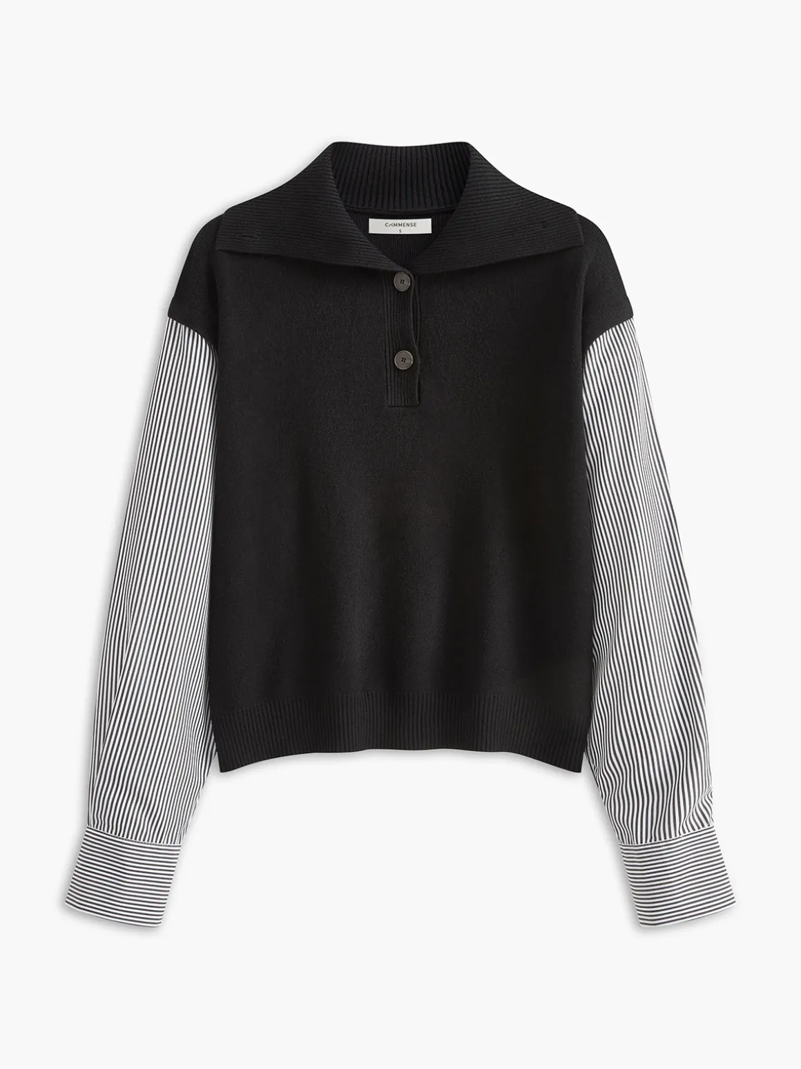 Color Block Panel Lapel Sweater