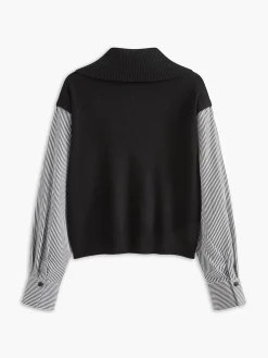 Color Block Panel Lapel Sweater