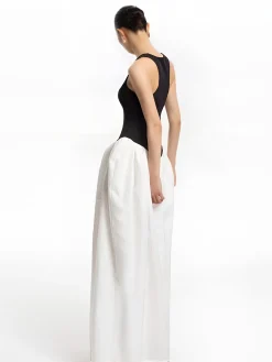 Color Block Panel Pockets Dress