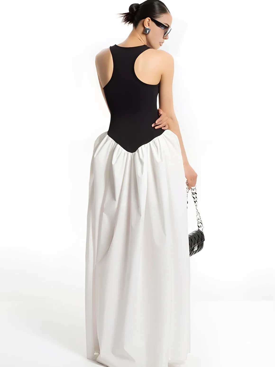 Color Block Panel Pockets Dress