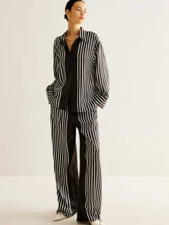Color Block Pinstripe Lapel Pants Set