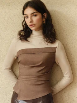 Color Block Pleated Panel Shirt