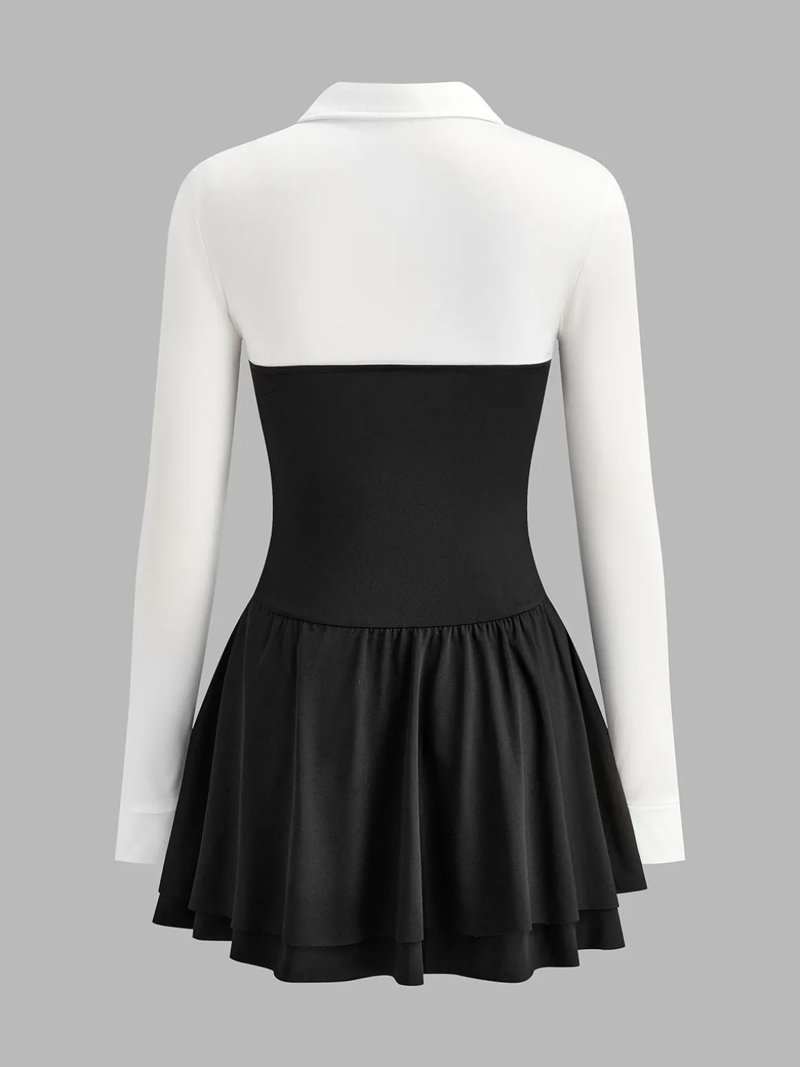 Color Block Pleated Panel Polo Dress