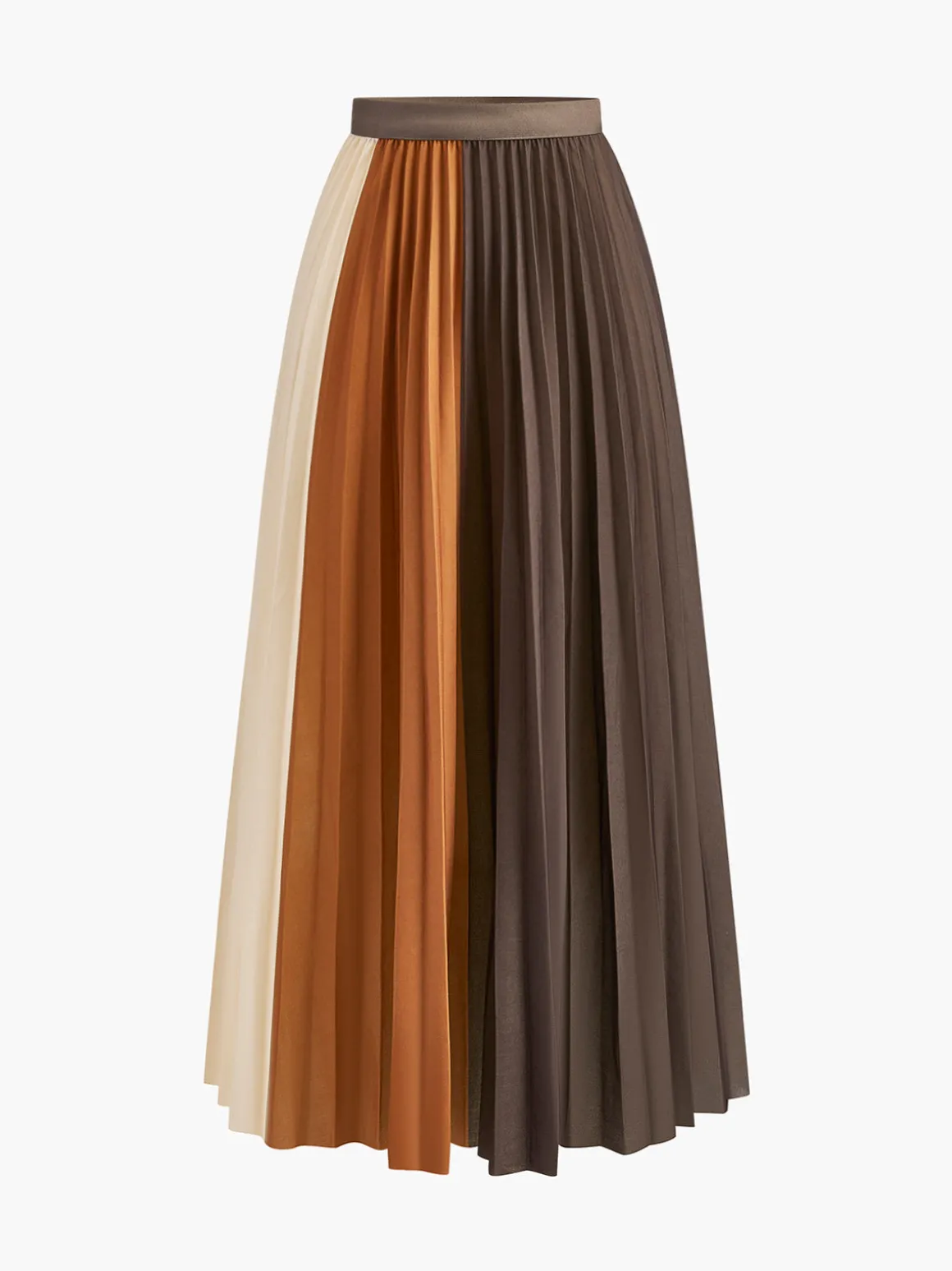 Color Block Pleated Skirt