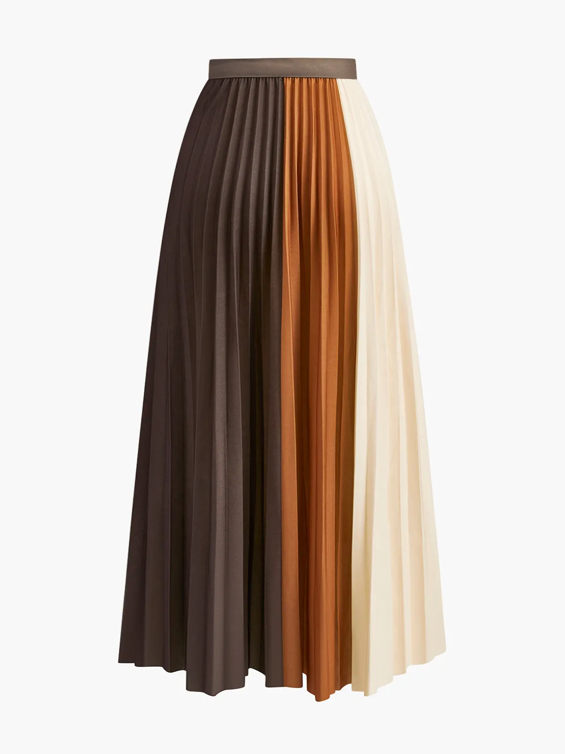 Color Block Pleated Skirt